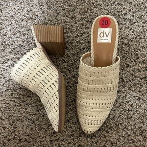 New Dolce Vita Woven Cream Mule Heeled Sandals 10
